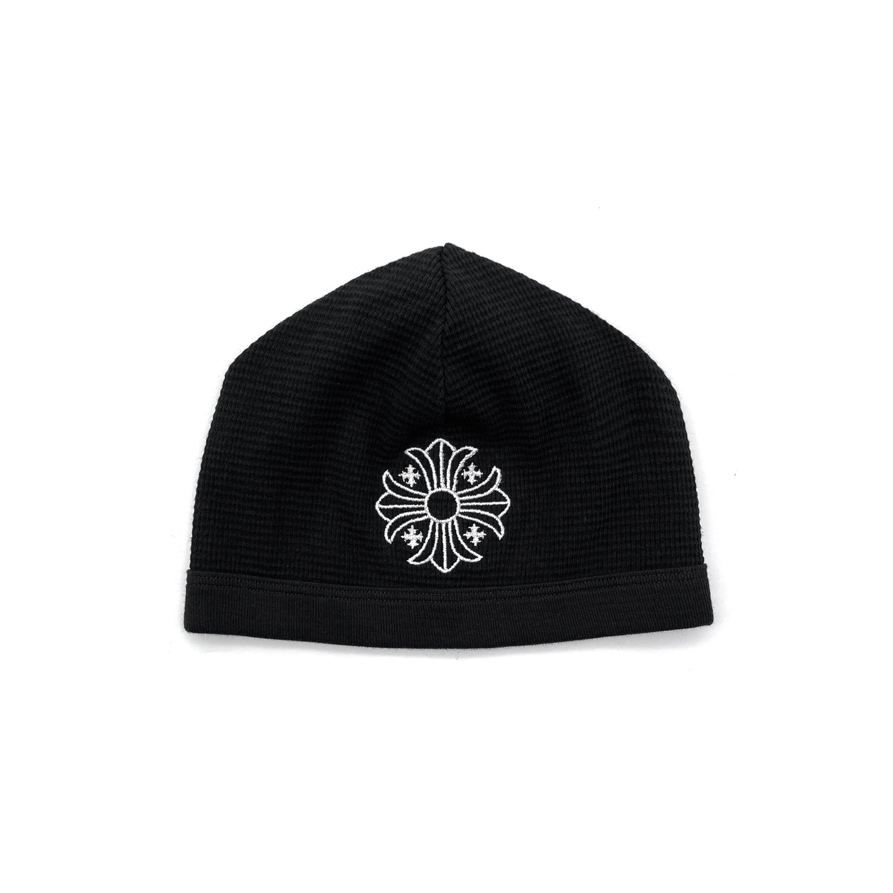 Chrome Hearts Cross Embroidered Waffle Thermal Black Beanie - SRM