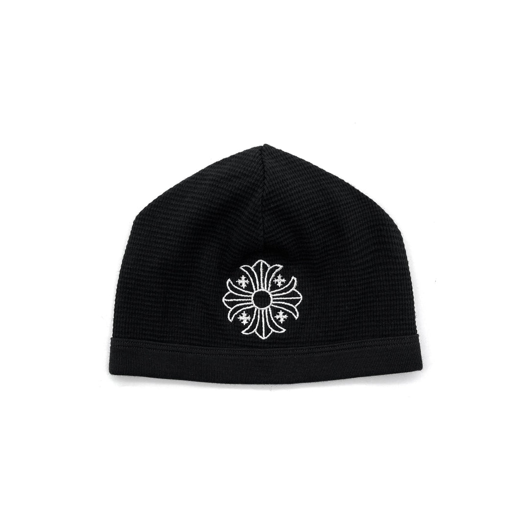 Chrome Hearts Cross Embroidered Waffle Thermal Black Beanie - SHENGLI ROAD MARKET