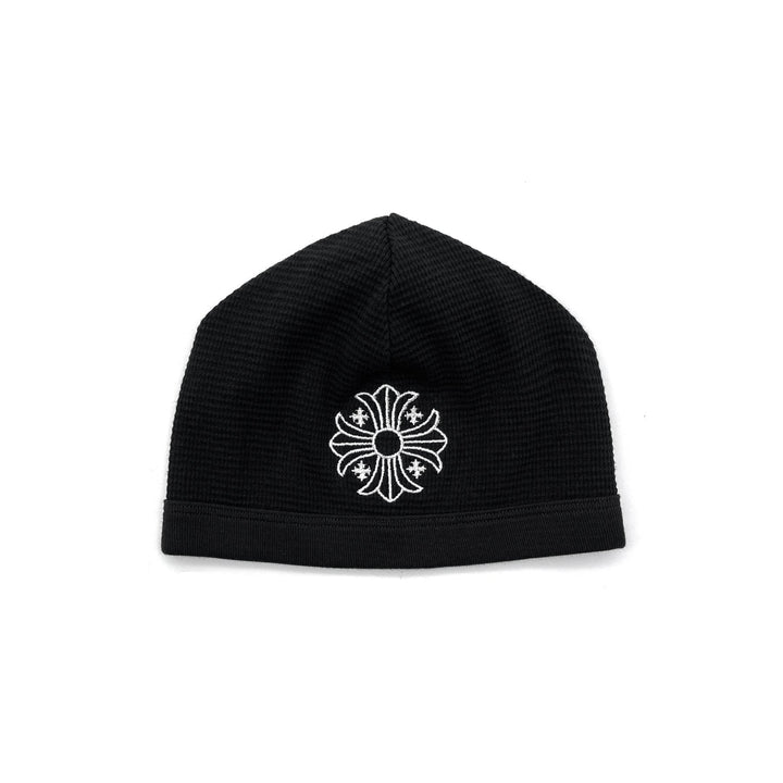 Chrome Hearts Cross Embroidered Waffle Thermal Black Beanie - SHENGLI ROAD MARKET