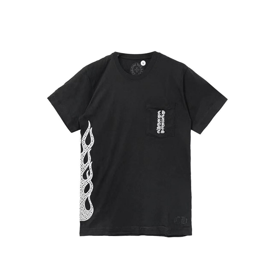 Chrome Hearts Cross Flame Printing Short Sleeve Tee