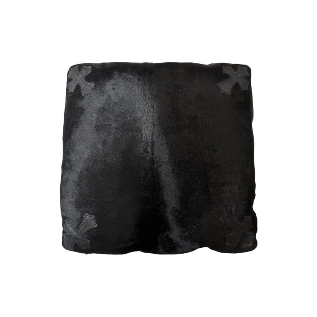 Chrome Hearts Cross Leather Patch Black Pony Hair Pillow - SHENGLI ROAD MARKET