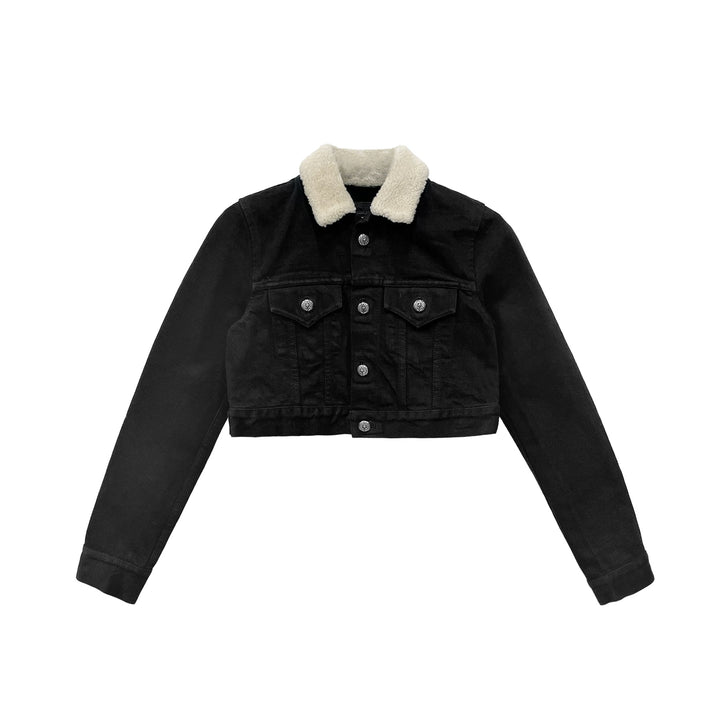 Chrome Hearts Cross Leather Patch Cropped Denim Jacket - SHENGLI ROAD MARKET