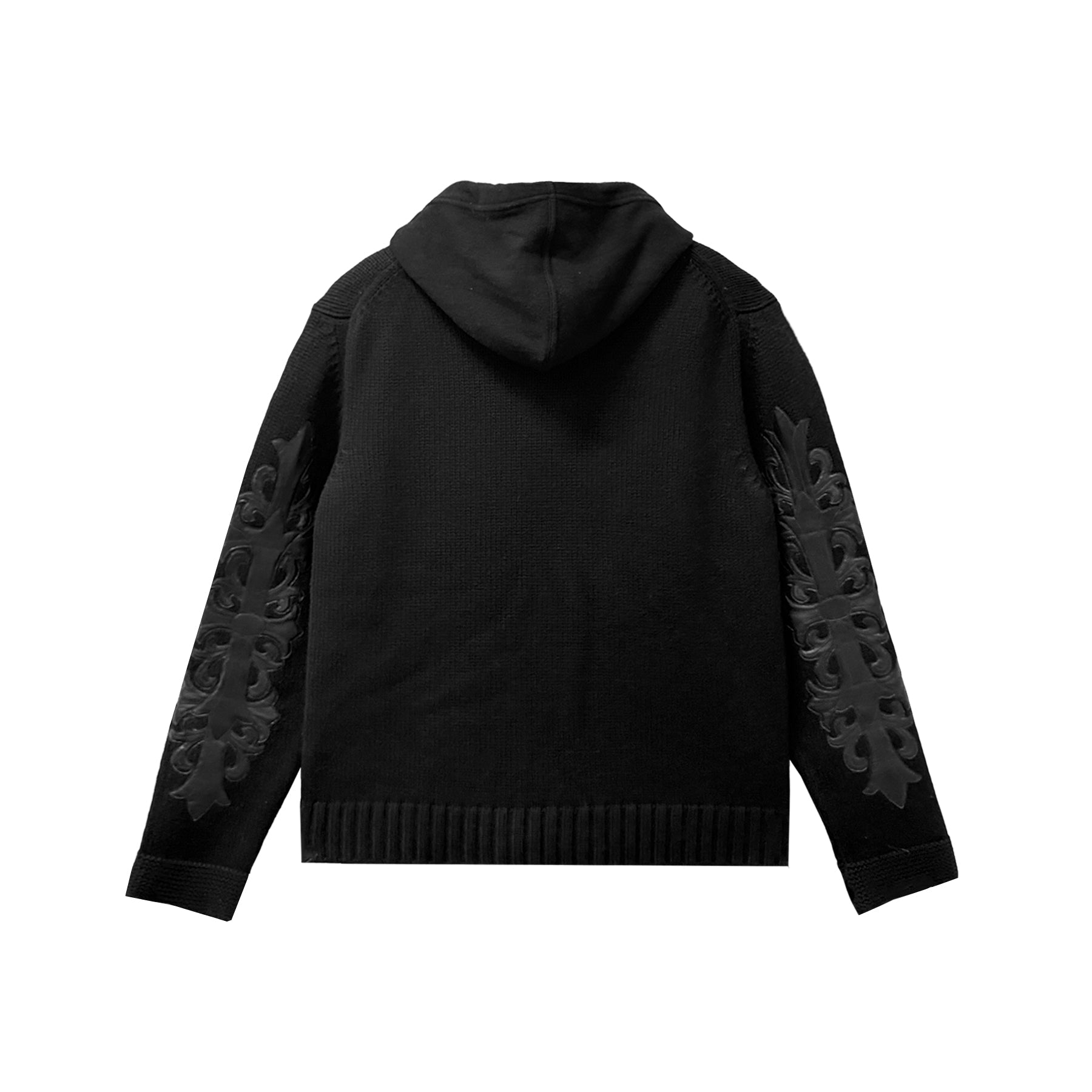 パーカー Chrome Hearts Cashmere Floral Cross Chrome Hearts Cross Leather Patch Floral Sleeve Cashmere Zip Up