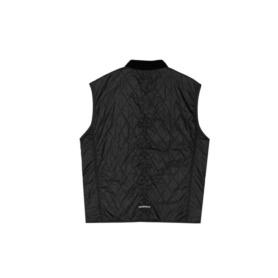 Chrome Hearts Cross Patch Black Quilted Vest - SHENGLI ROAD MARKET