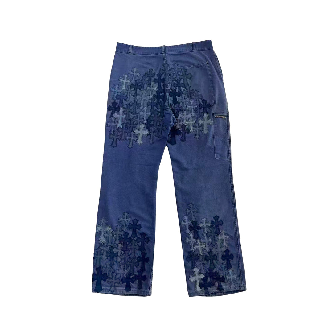 Chrome Hearts Cross Patch Bleu de Travail French Carpenter Pants - SHENGLI ROAD MARKET