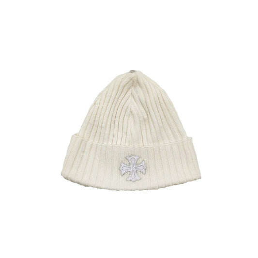 Chrome Hearts Cross Patch Cashmere White Beanie - SHENGLI ROAD MARKET