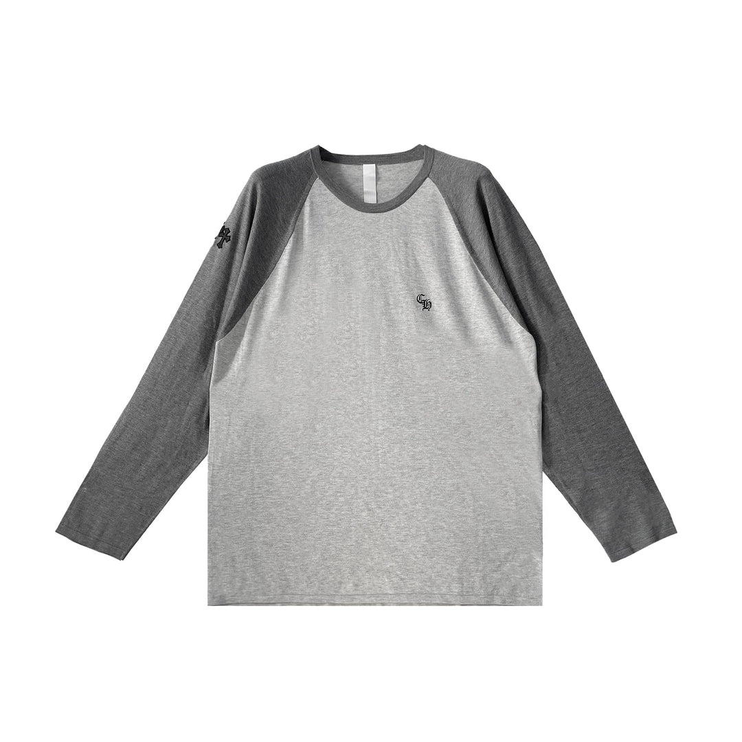 Chrome Hearts Cross Patch Embroidered Silk Raglan Long Sleeve T-Shirt - SHENGLI ROAD MARKET