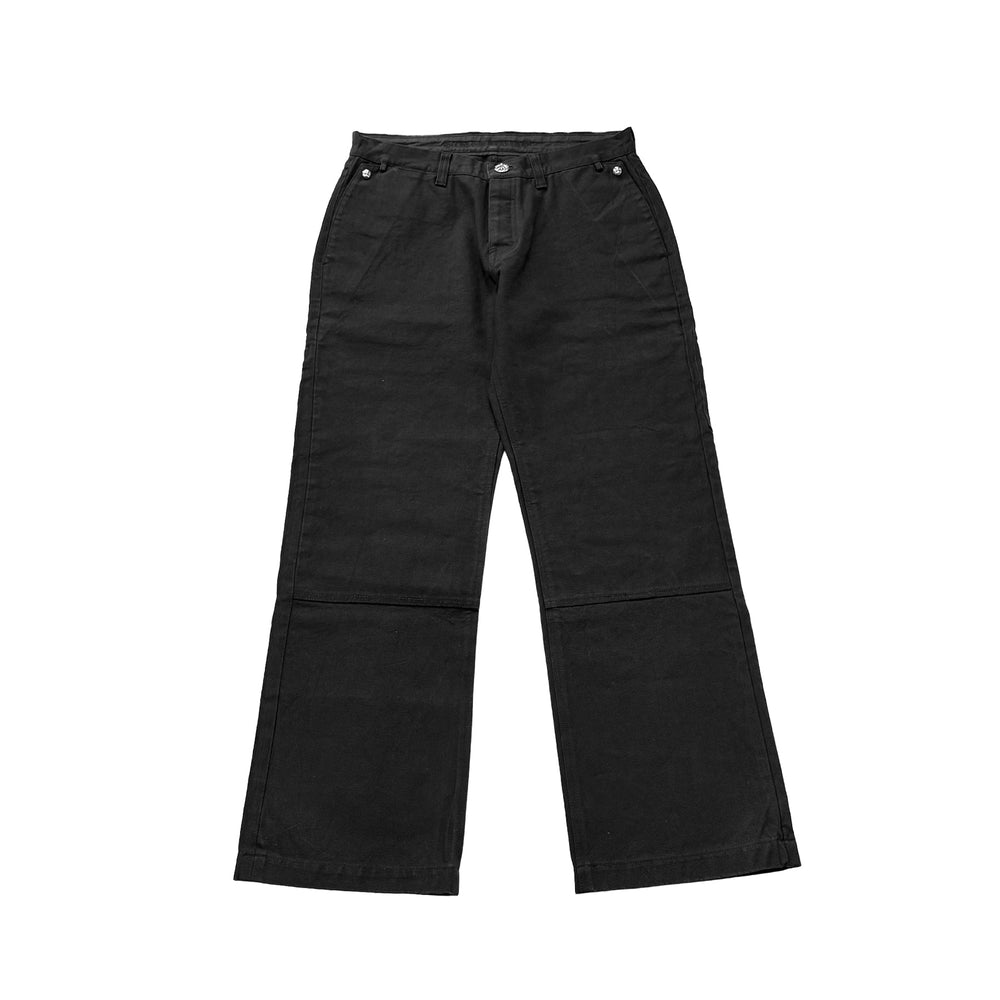 Chrome Hearts Cross Patch Leather Black Carpenter Pants - SHENGLI ROAD MARKET