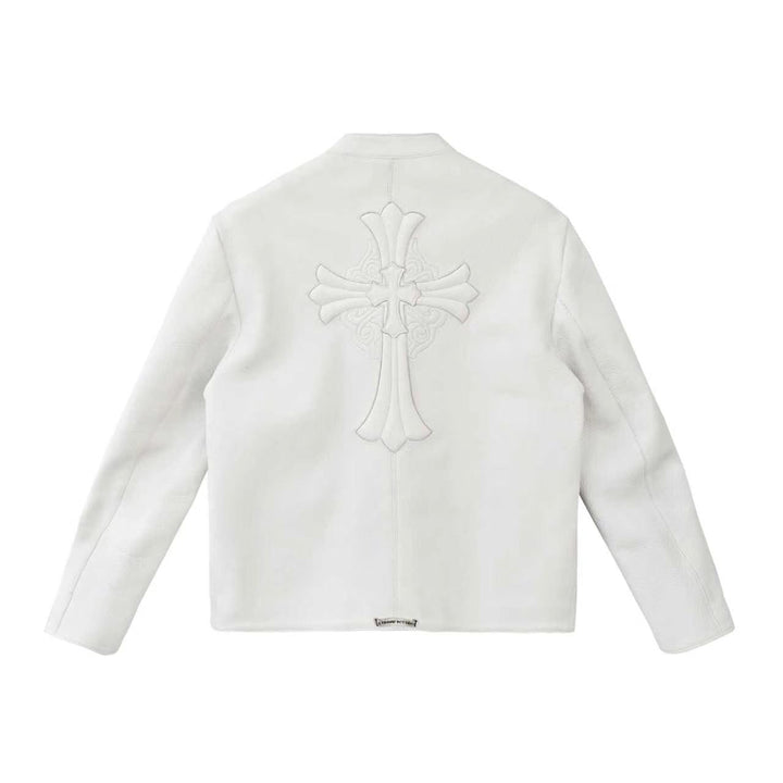 Chrome Hearts Cross Patch Leather White Jacket - SHENGLI ROAD MARKET