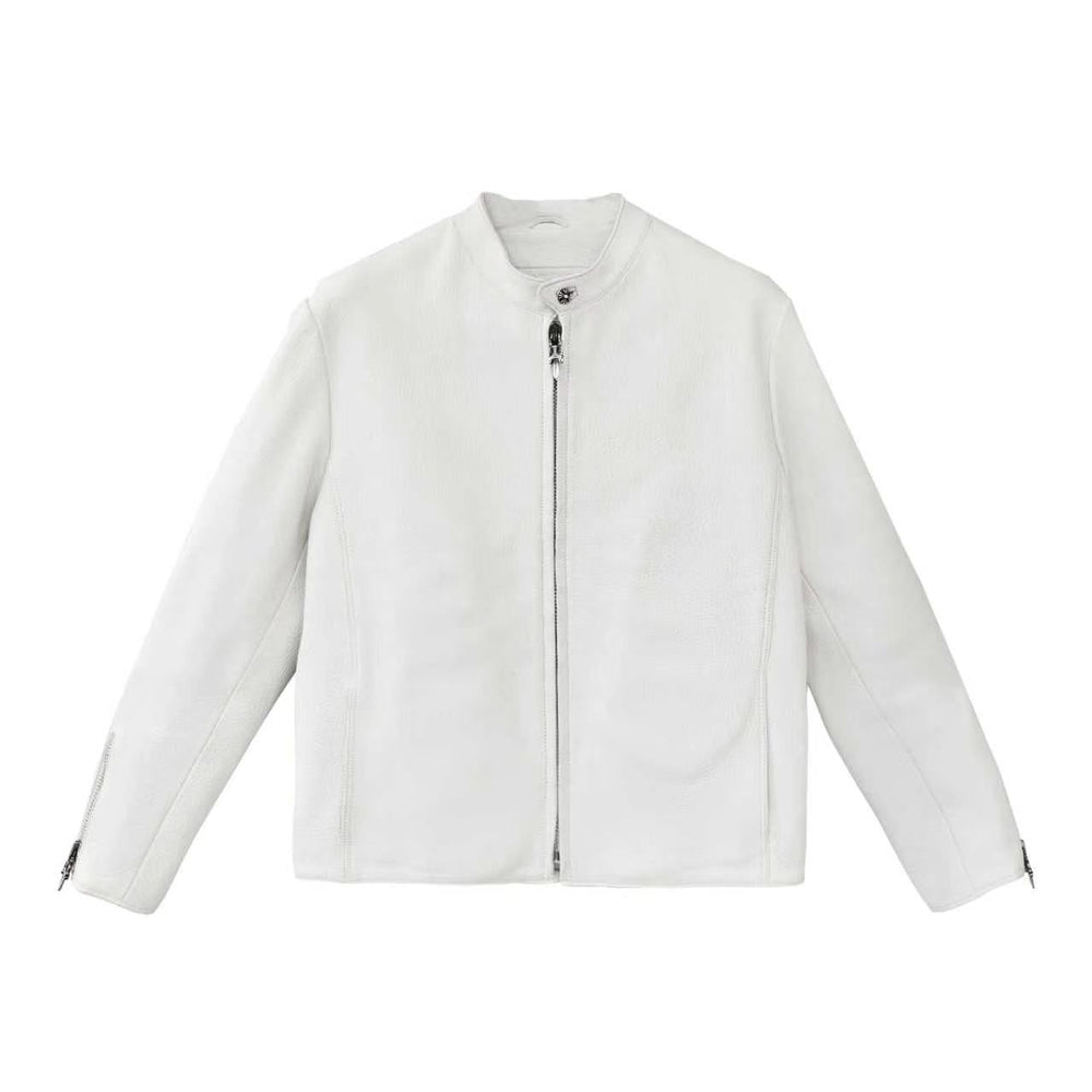 Chrome Hearts Cross Patch Leather White Jacket - SHENGLI ROAD MARKET