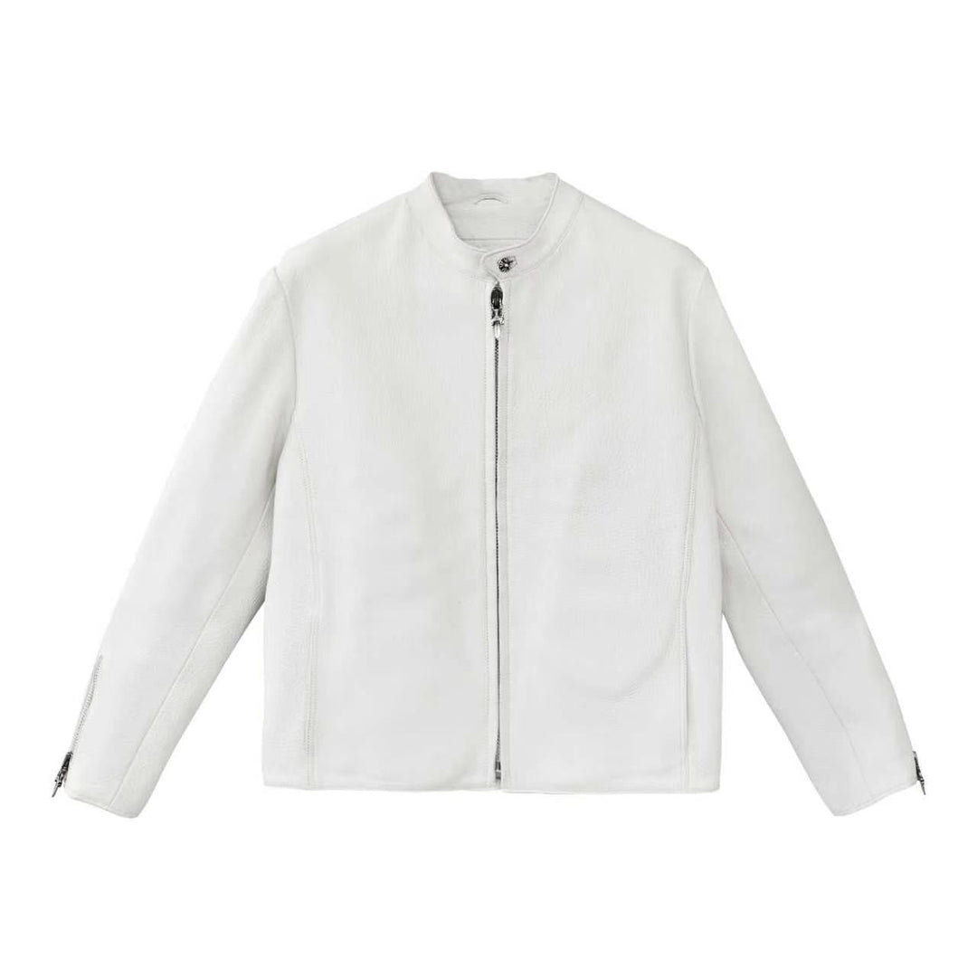Chrome Hearts Cross Patch Leather White Jacket - SHENGLI ROAD MARKET