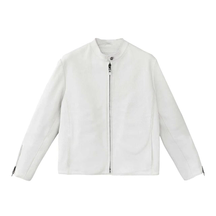 Chrome Hearts Cross Patch Leather White Jacket - SHENGLI ROAD MARKET