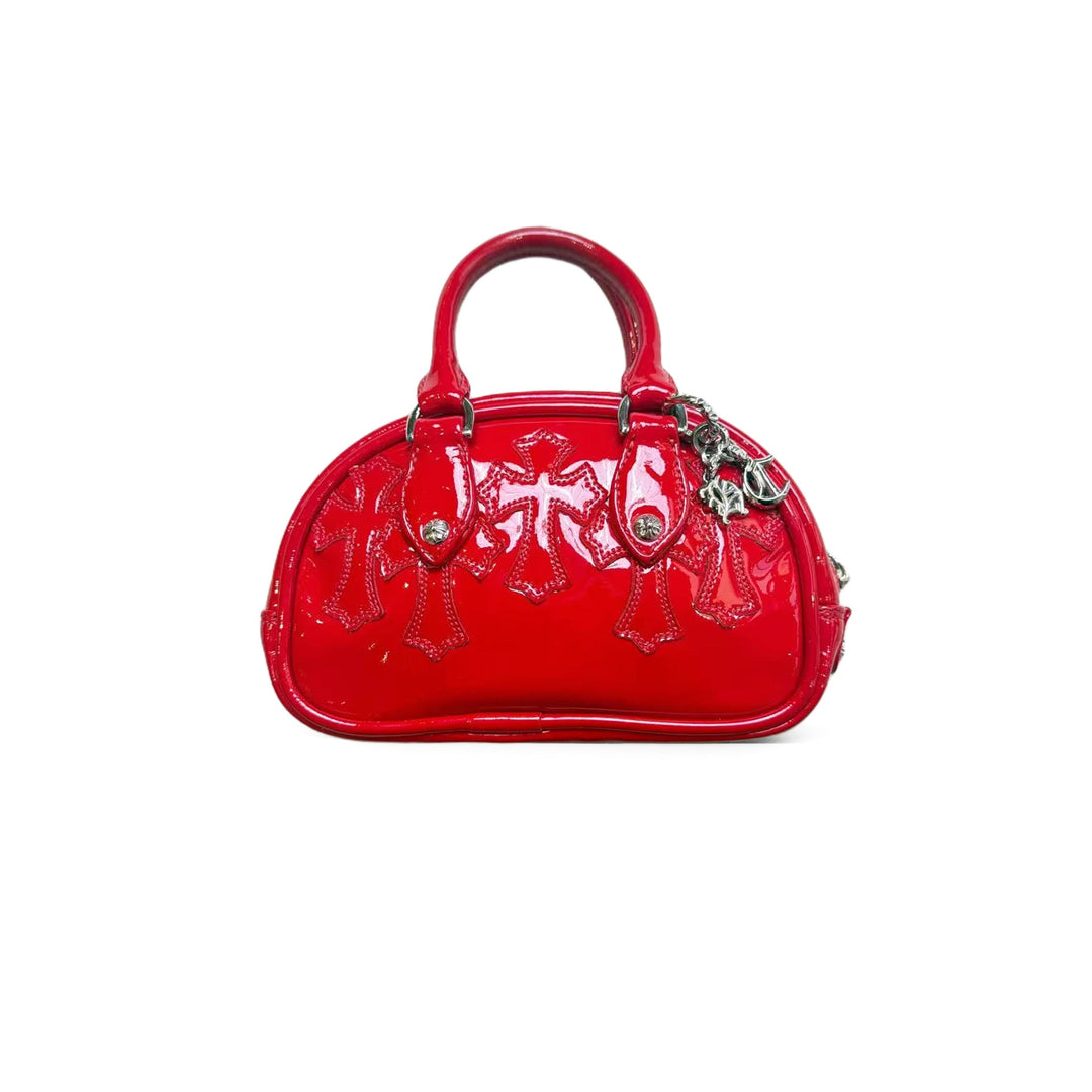 Chrome Hearts Cross Patch Red Patent Leather Mini Gym Bag - SHENGLI ROAD MARKET