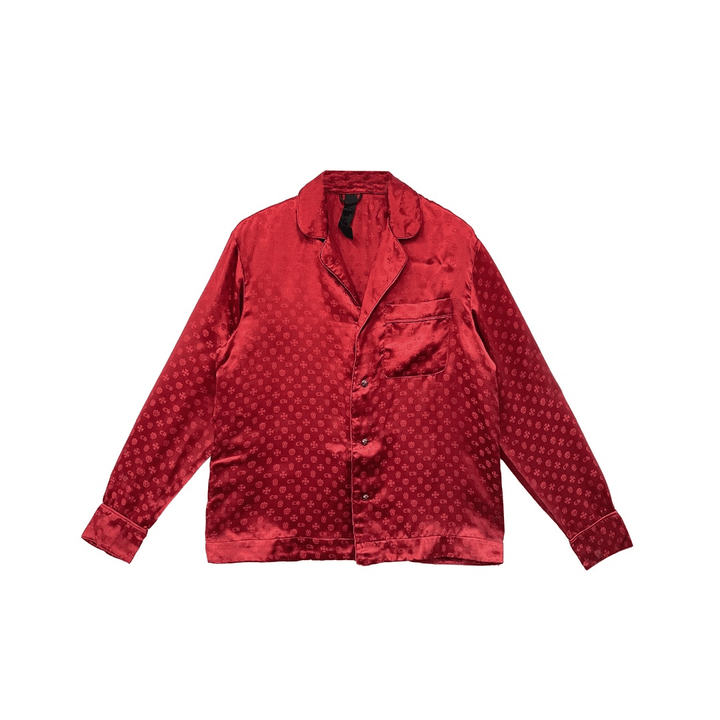 Chrome Hearts Cross Pattern Red Silk Pajama Set Nightgown - SHENGLI ROAD MARKET