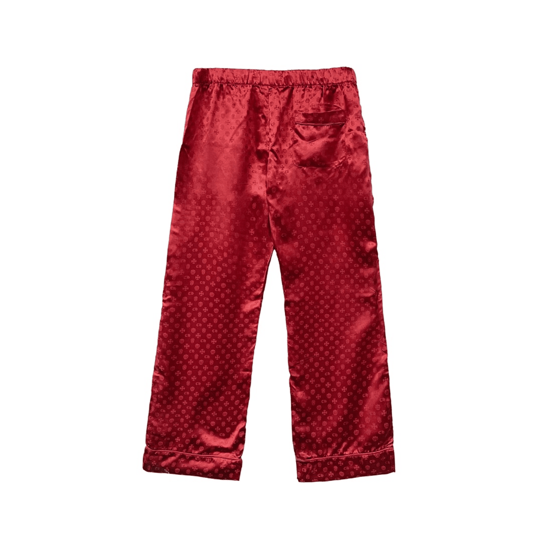 Chrome Hearts Cross Pattern Red Silk Pajama Set Nightgown - SHENGLI ROAD MARKET