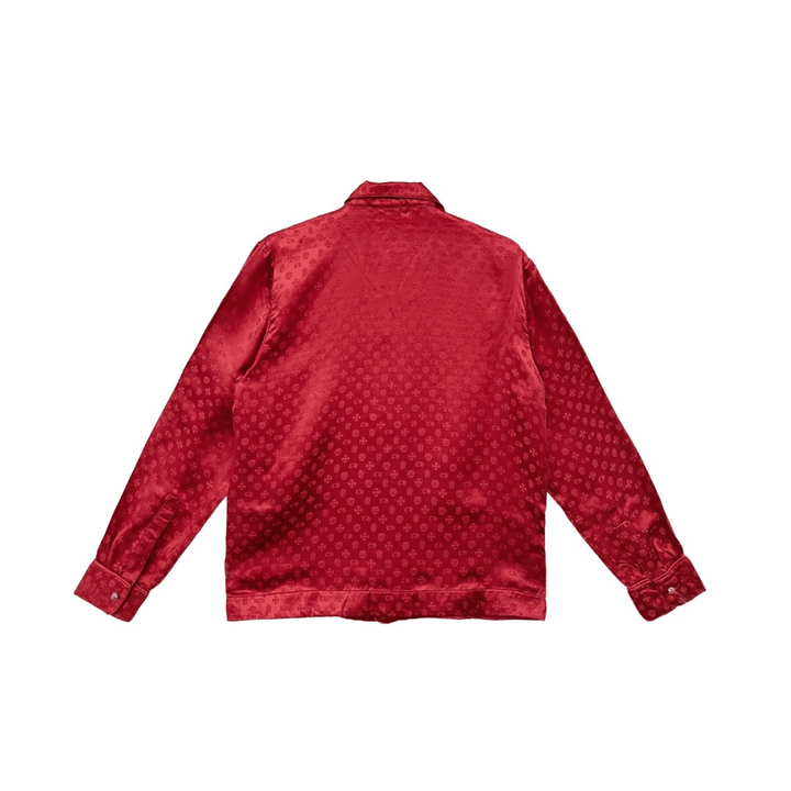 Chrome Hearts Cross Pattern Red Silk Pajama Set Nightgown - SHENGLI ROAD MARKET