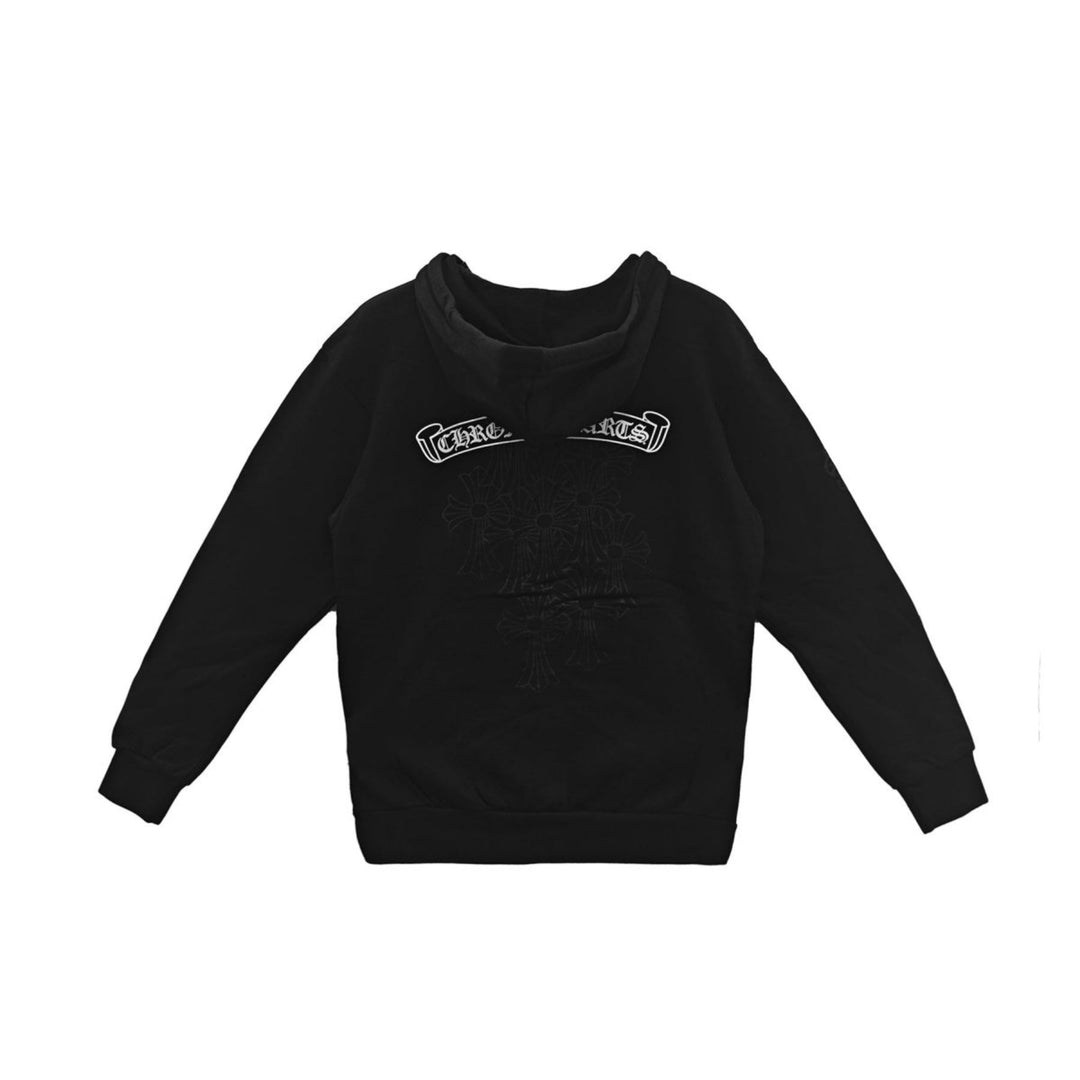 Chrome Hearts Cross Pattern Scroll Logo Zip Up Hoodie - SHENGLI ROAD MARKET
