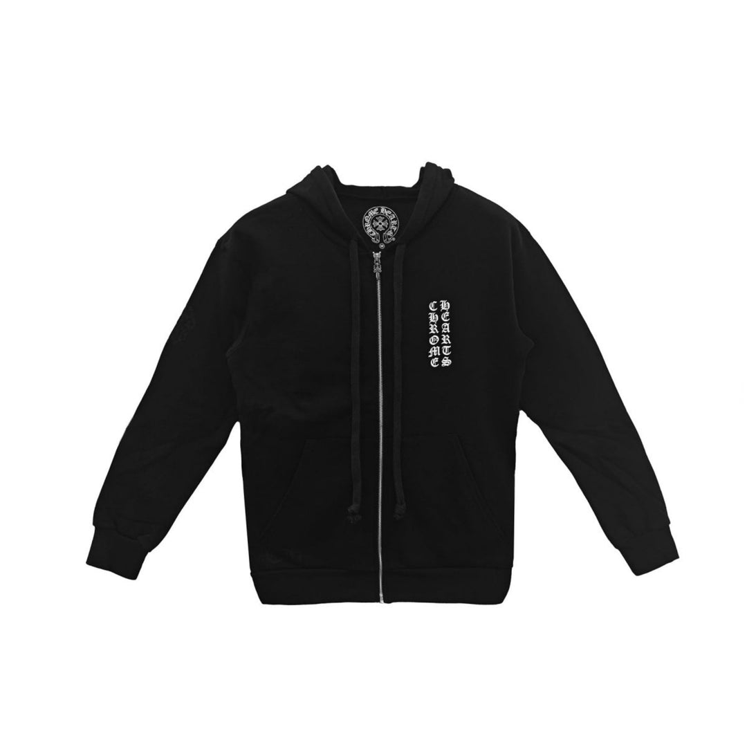 Chrome Hearts Cross Pattern Scroll Logo Zip Up Hoodie - SHENGLI ROAD MARKET