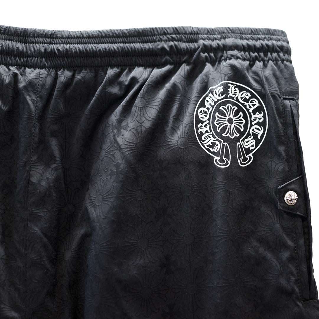 Chrome Hearts Cross Pattern Silver Buttons Horseshoe Logo Track Pants - SHENGLI ROAD MARKET