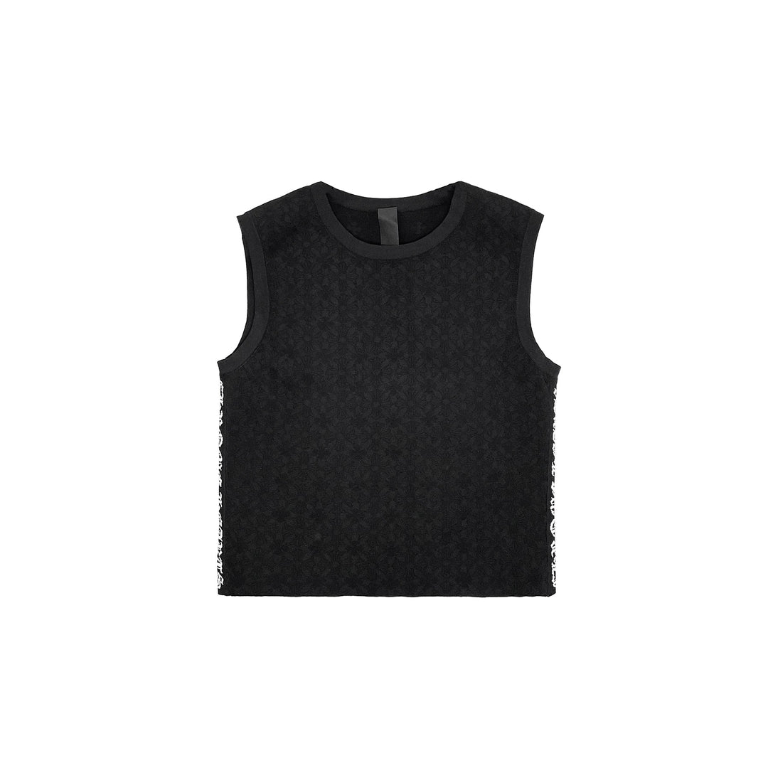 Chrome Hearts Cross Pattern Slide Script Logo Black Tank Top - SHENGLI ROAD MARKET