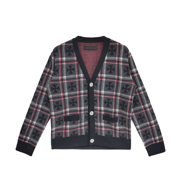 Chrome Hearts Cross Plaid Cardigan Sweater - SHENGLI ROAD MARKET