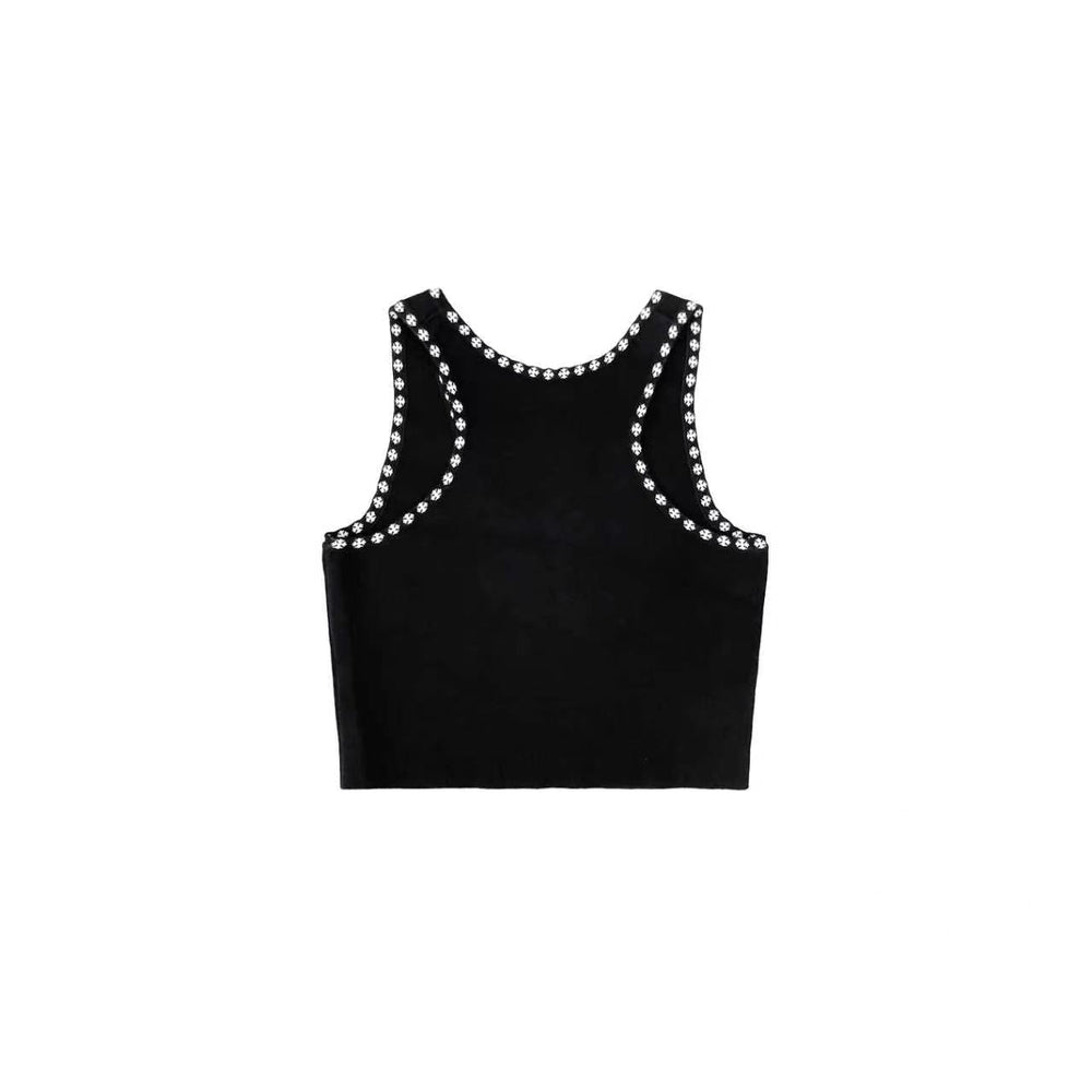 Chrome Hearts Cross-print Cropped Knit Tank Top - SHENGLI ROAD MARKET
