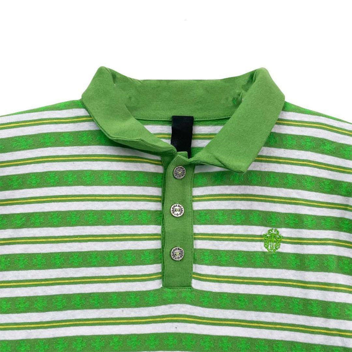 Chrome Hearts Cross Script Green&White Long Sleeve Polo