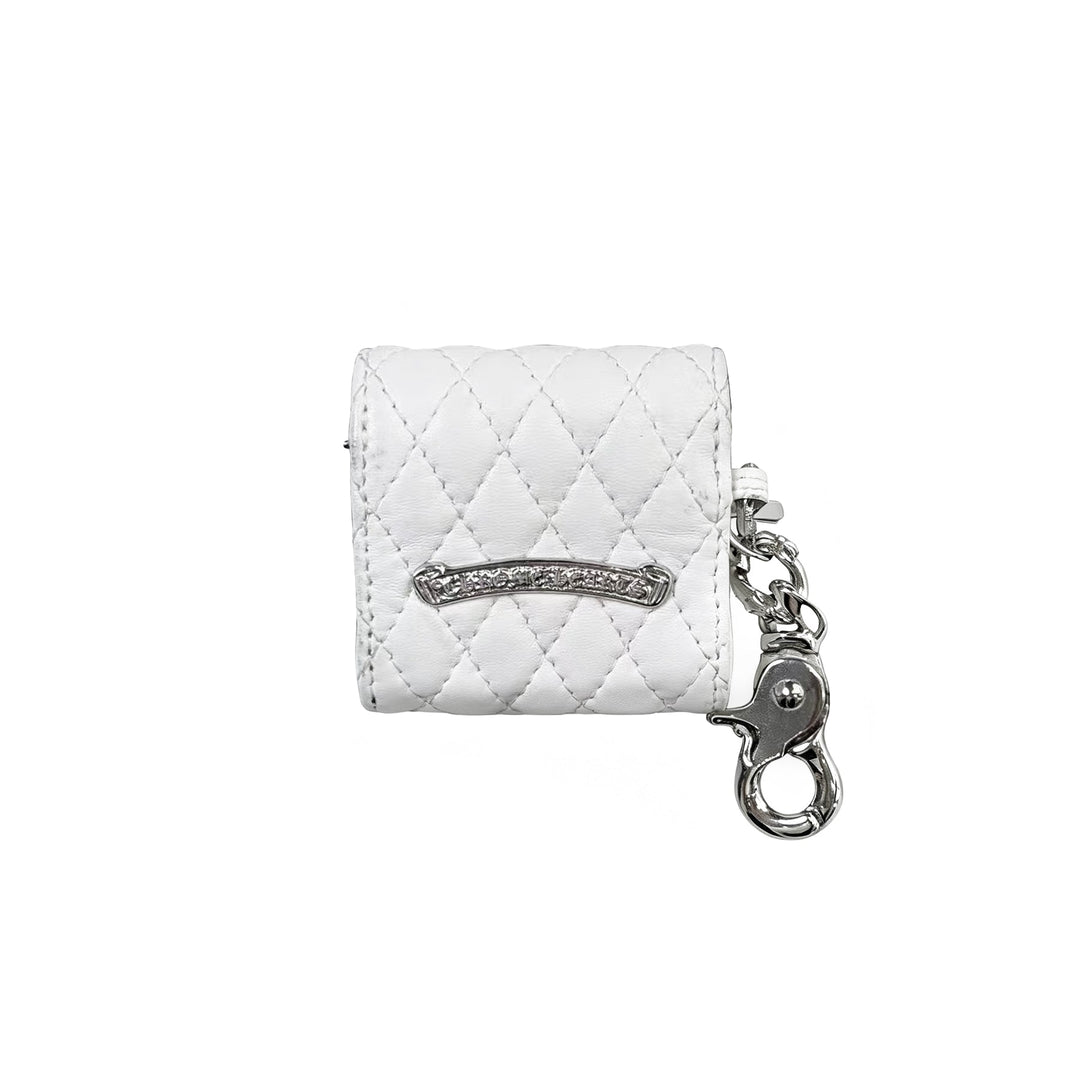 Chrome Hearts Cross White Leather Airpods Case Wallet - SHENGLI ROAD MARKET