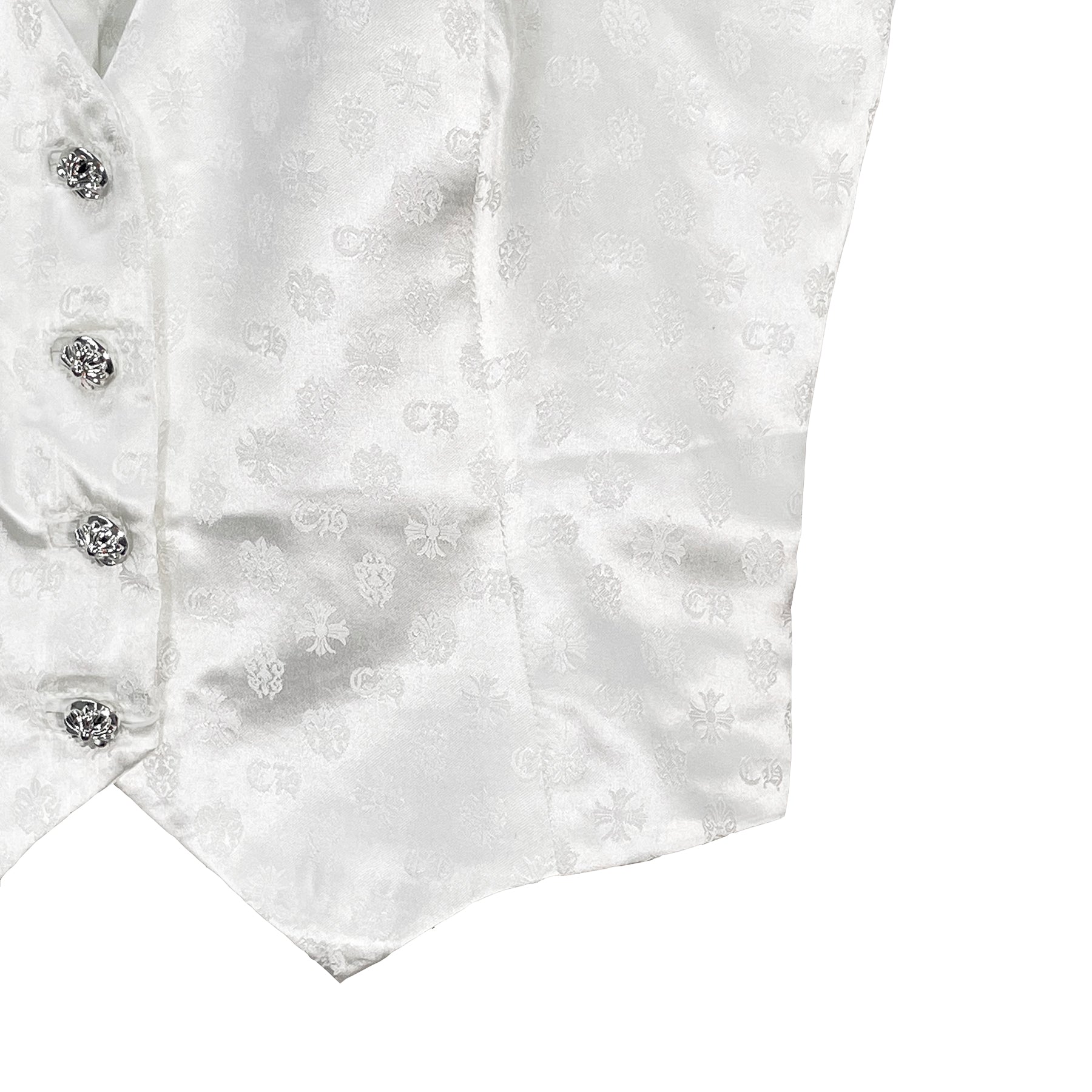 Chrome Hearts Tonal Monogram Cross White Silk Lounge Vest- SRM