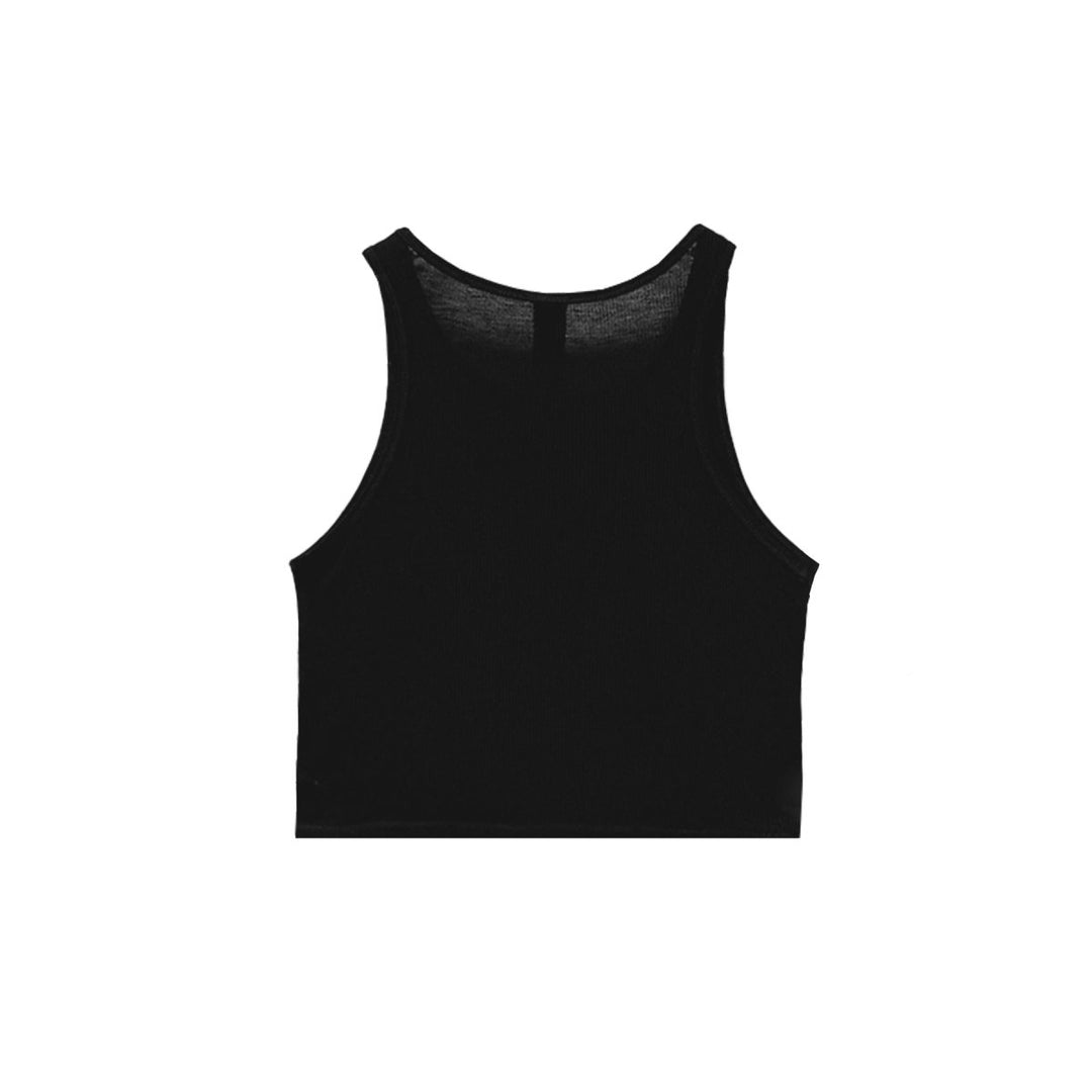 Chrome Hearts Dagger Embroidered Black Cropped Tank Top - SHENGLI ROAD MARKET