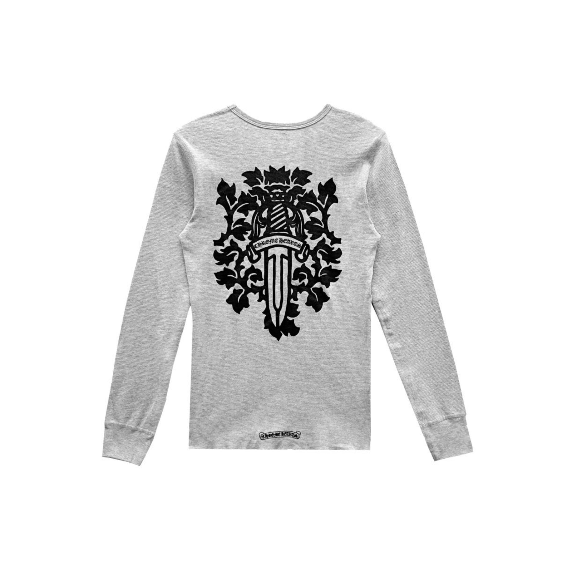 トップス Chrome Hearts Dagger Thermal Long Tee M Chrome Hearts Dagger Logo Grey Waffle Thermal Long Sleeve Tee