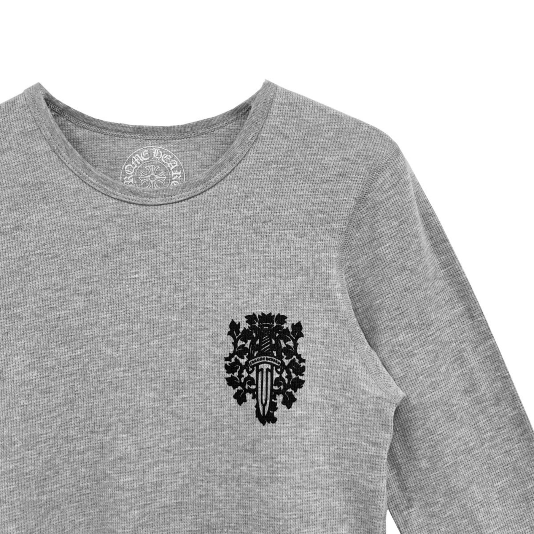 Chrome Hearts Dagger Logo Grey Waffle Thermal Long Sleeve Tee