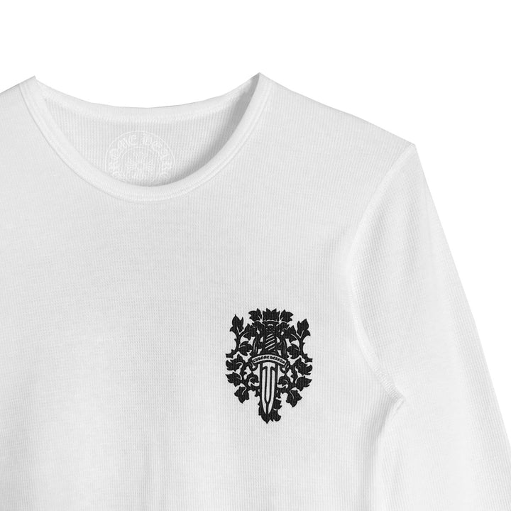 Chrome Hearts Dagger Logo White Waffle Thermal Long Sleeve Tee - SHENGLI ROAD MARKET