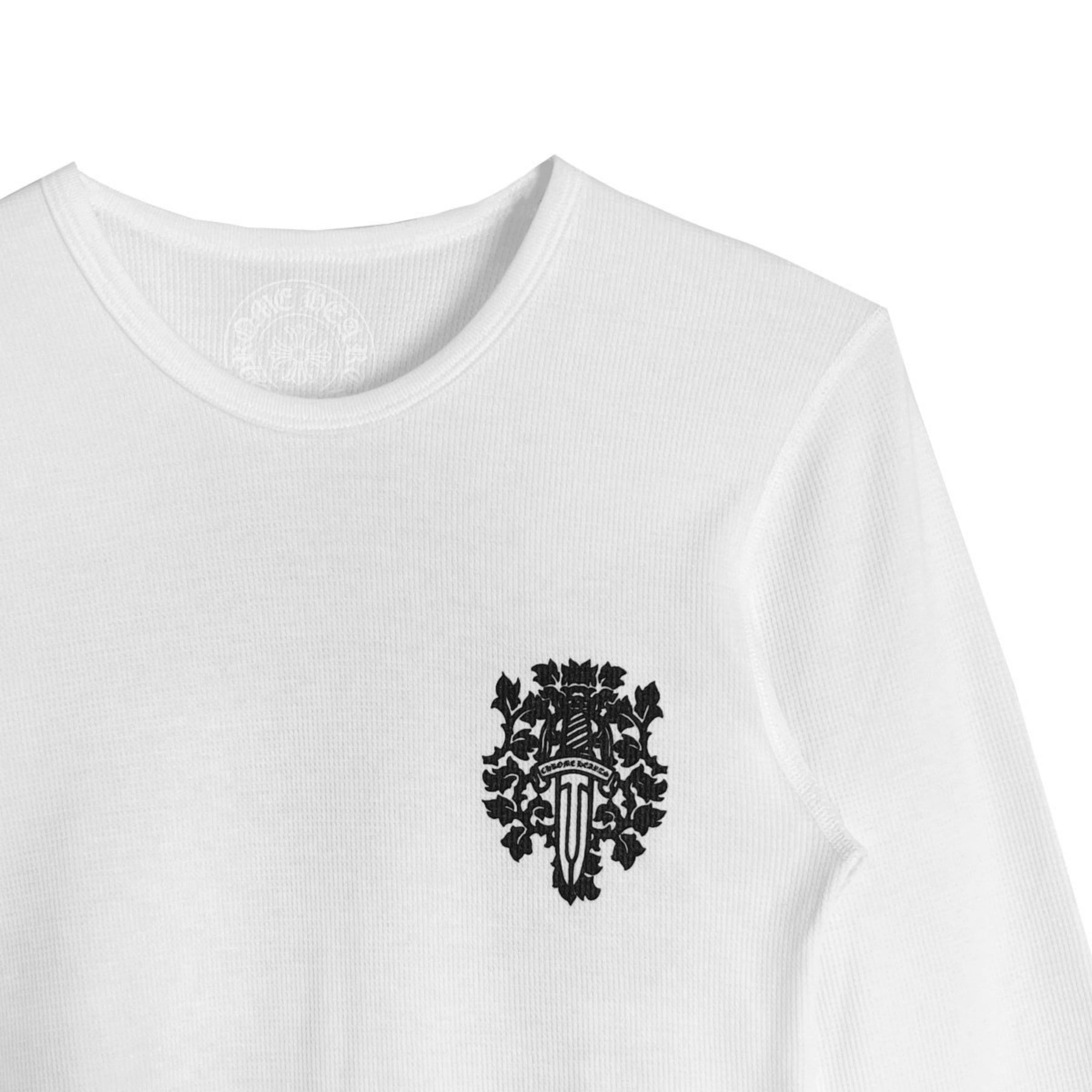 Chrome Hearts Dagger Logo White Waffle Thermal Long Sleeve Tee