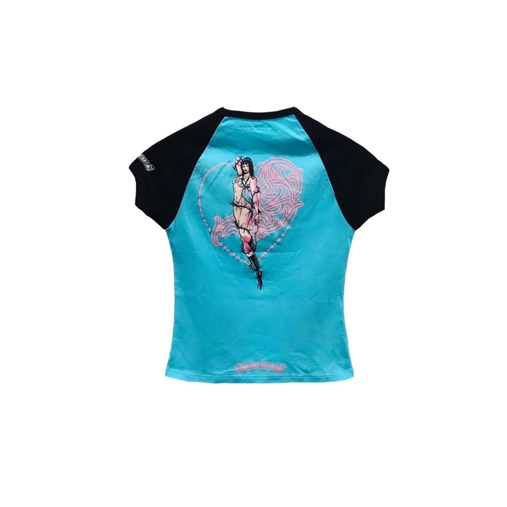 Chrome Hearts Deadly Doll Blue & Black Cropped Baby Shirt - SHENGLI ROAD MARKET