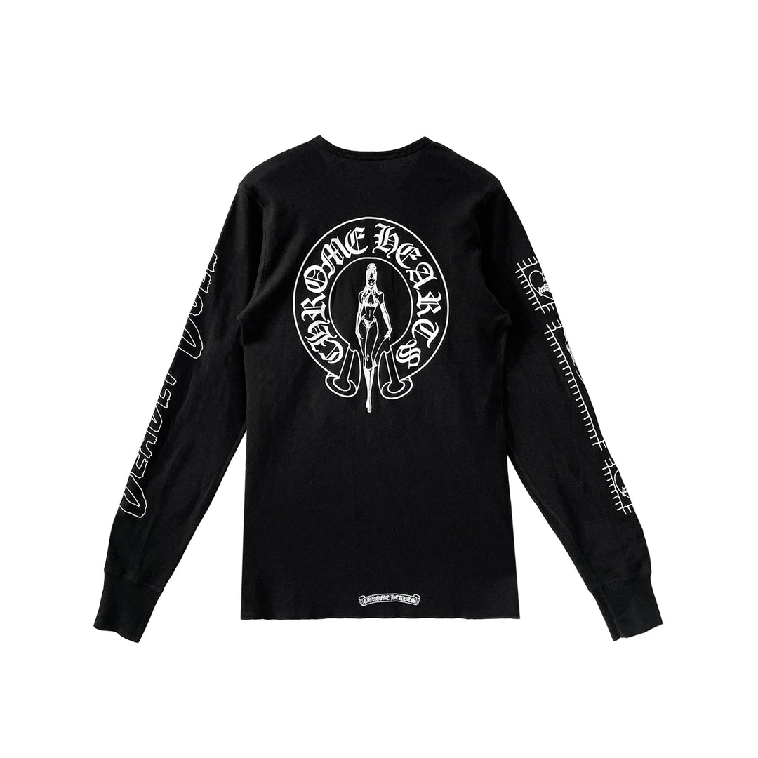 Chrome Hearts Deadly Doll Horseshoe Waffle Thermal Long Sleeve T-Shirt Tee - SHENGLI ROAD MARKET