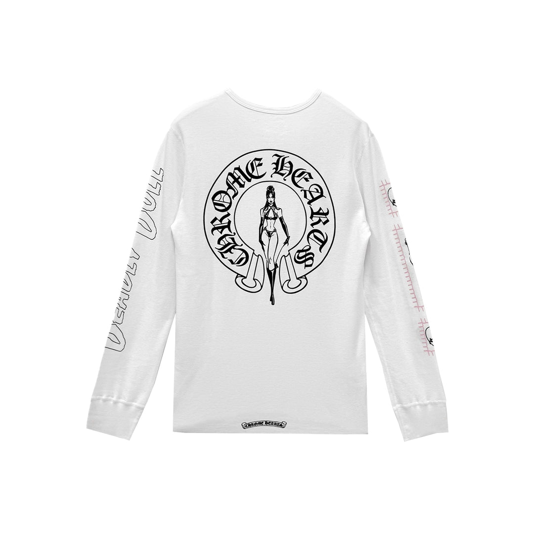 Chrome Hearts Deadly Doll Horseshoe Waffle Thermal Long Sleeve T-Shirt Tee - SHENGLI ROAD MARKET
