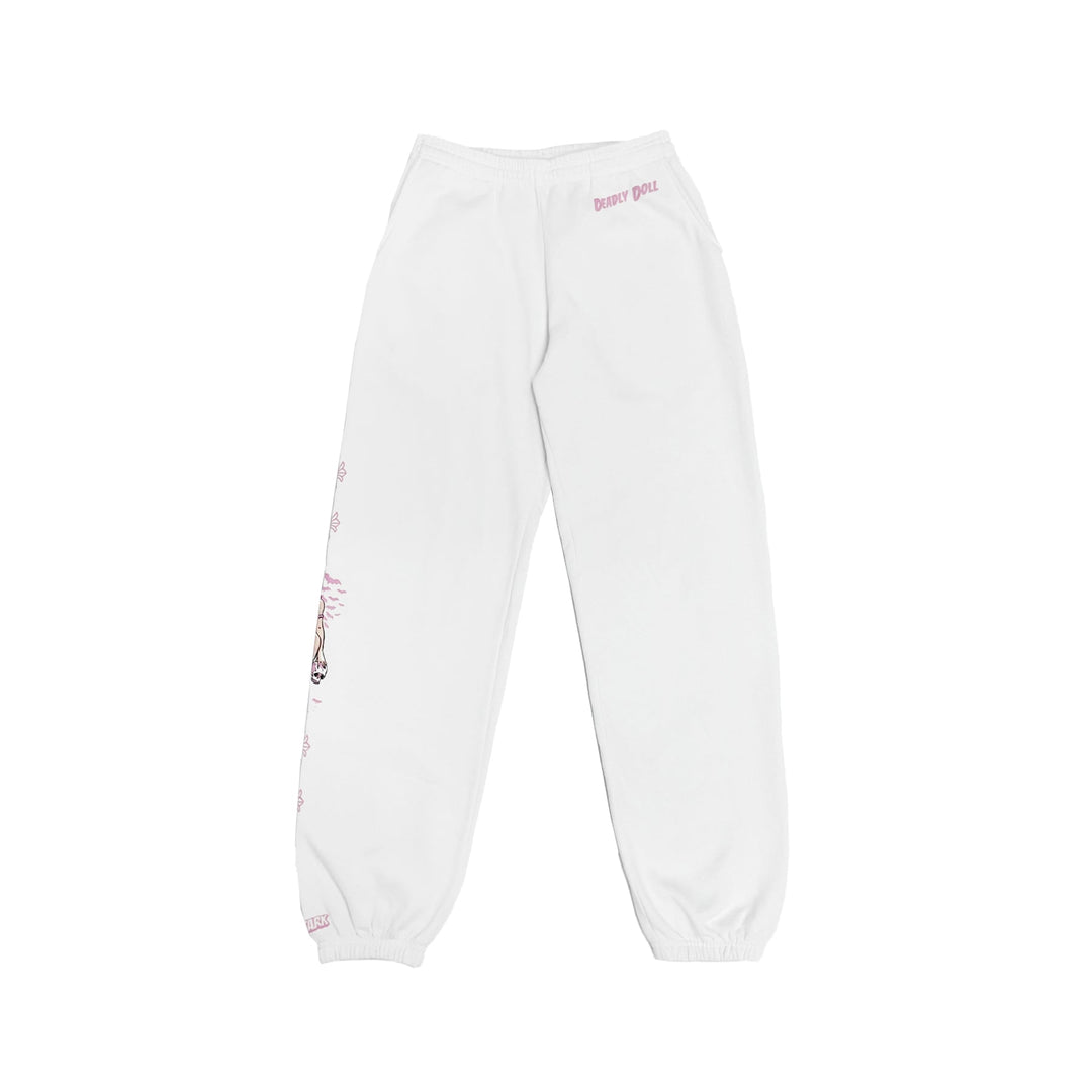 Chrome Hearts Deadly Doll Horseshoe White Sweatpants - SHENGLI ROAD MARKET
