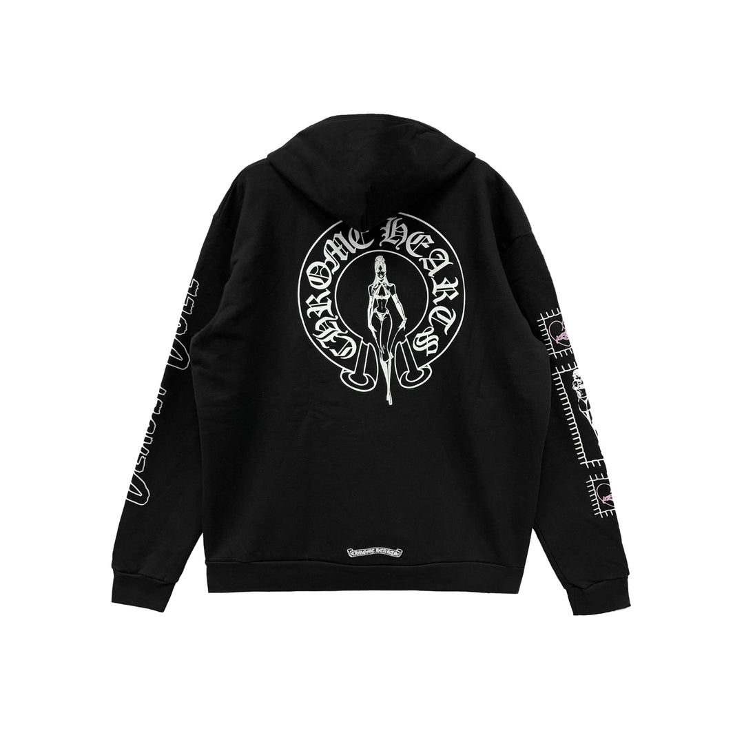 Chrome Hearts Deadly Doll Pink Dagger Logo Zip Up Hoodie - SHENGLI ROAD MARKET