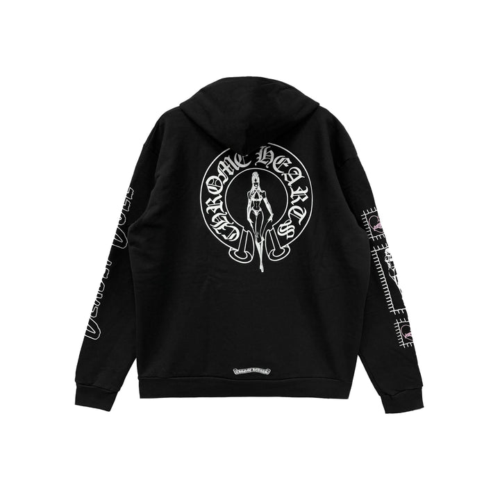 Chrome Hearts Deadly Doll Pink Dagger Logo Zip Up Hoodie - SHENGLI ROAD MARKET