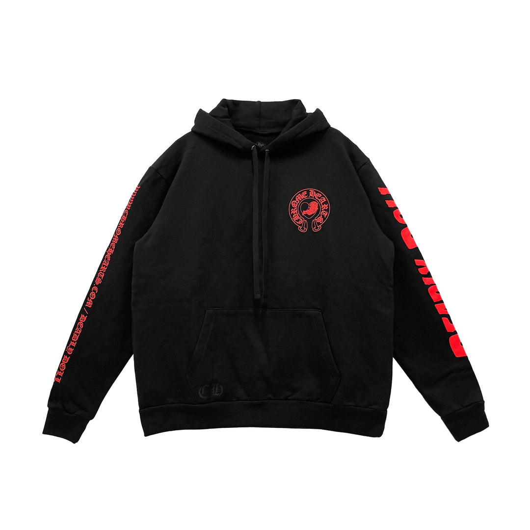 Chrome Hearts Deadly Doll Red Horseshoe Logo Pullover Hoodie - SHENGLI ROAD MARKET