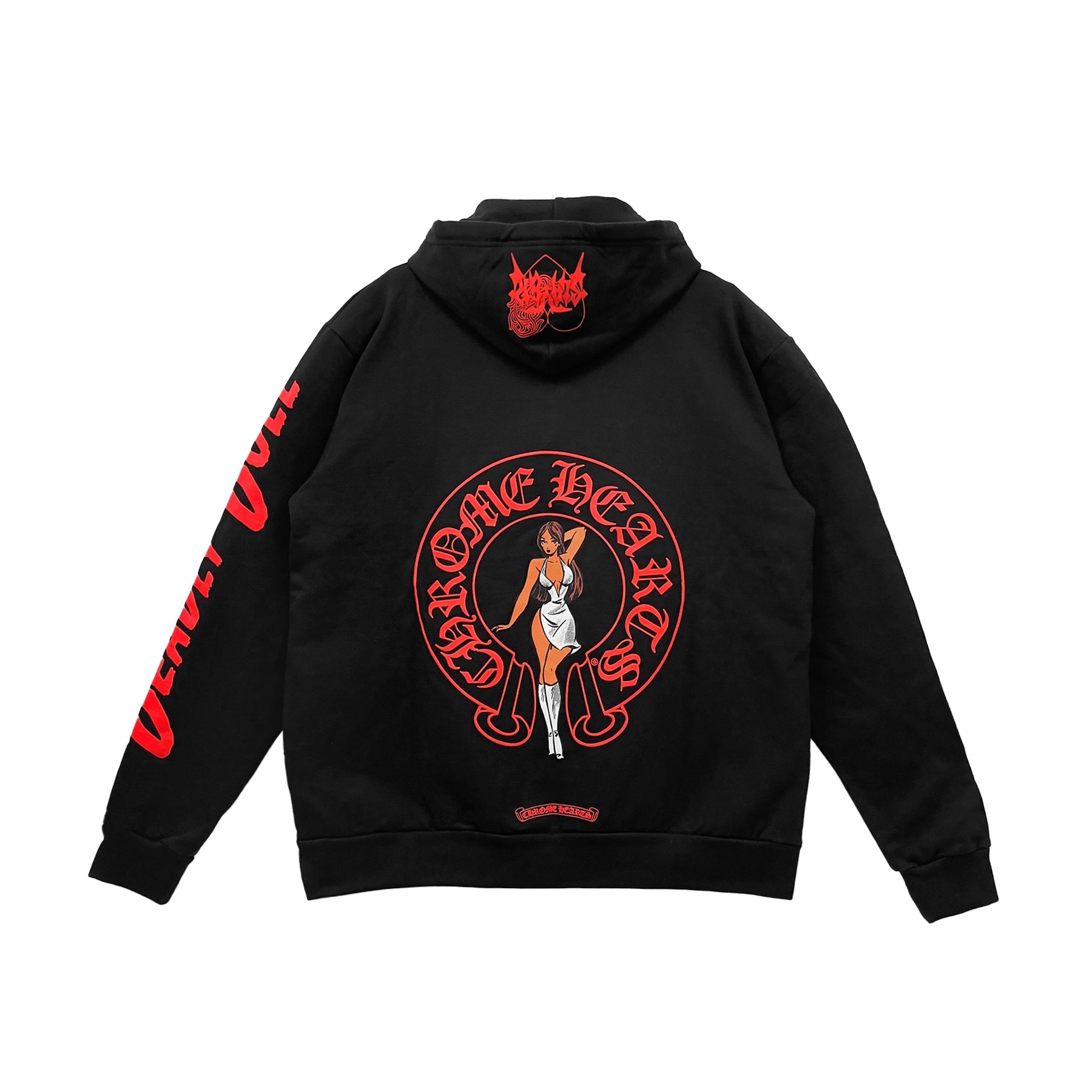Chrome Hearts Deadly Doll Red Horseshoe Pullover Hoodie - SRM