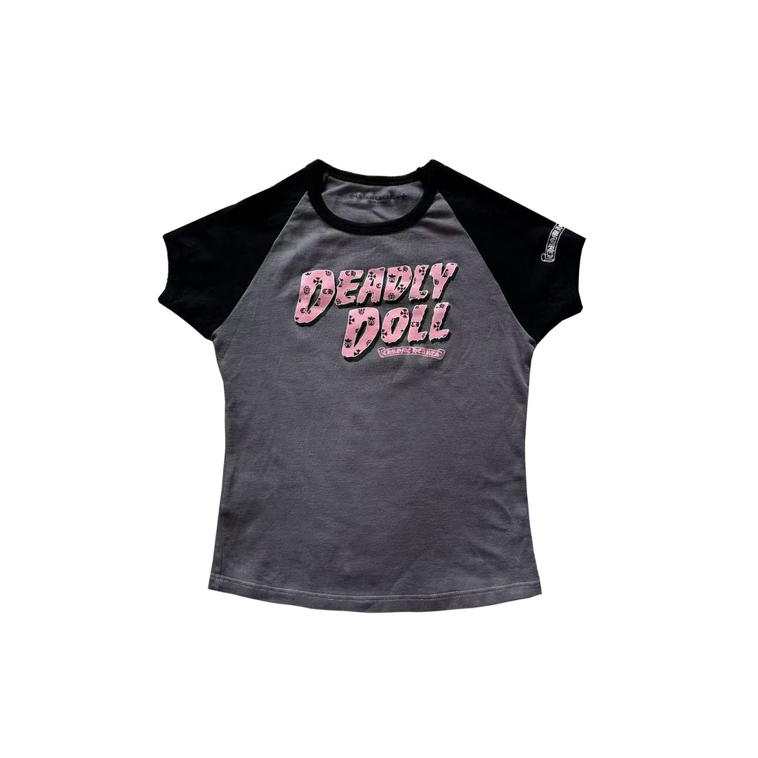 Chrome Hearts Deadly Doll Vine Heart Cropped Short Sleeve T-Shirt Tee - SHENGLI ROAD MARKET