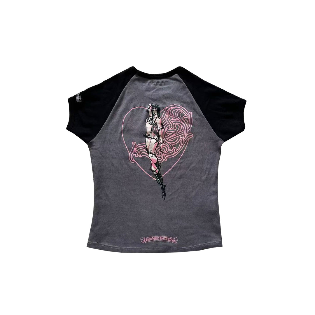 Chrome Hearts Deadly Doll Vine Heart Cropped Short Sleeve T-Shirt Tee - SHENGLI ROAD MARKET
