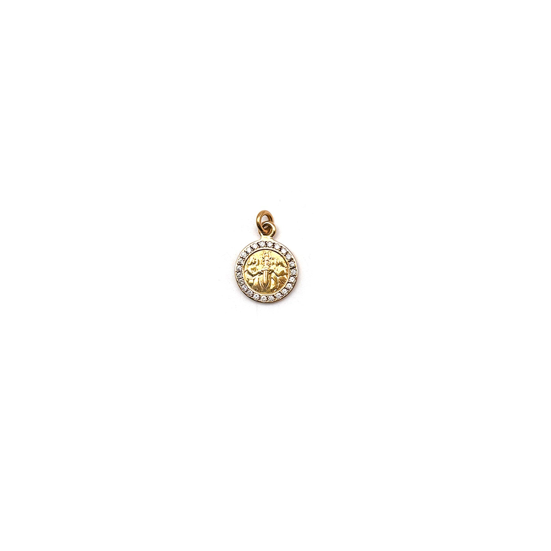 Chrome Hearts Diamond Embellished 22k Gold Angel Medal - SRM