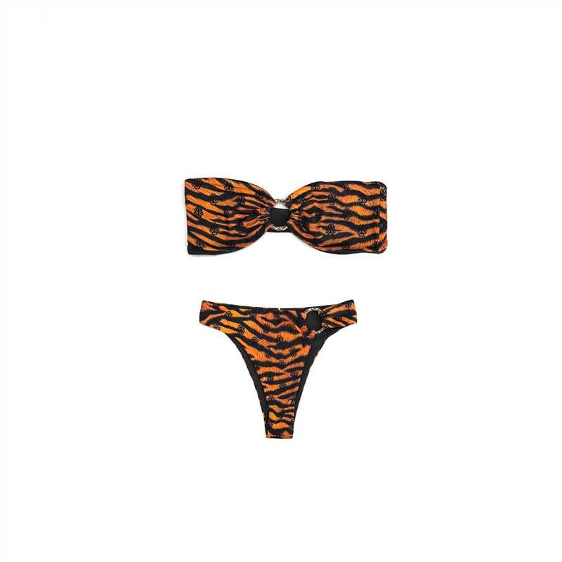 Chrome Hearts Dipped in BlueTiger Print Dagger Bandeau Bikini Set - SHENGLI ROAD MARKET
