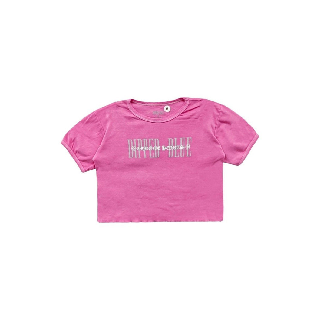 Chrome Hearts Dipped in Pink Cropped Tee - SHENGLI ROAD MARKET