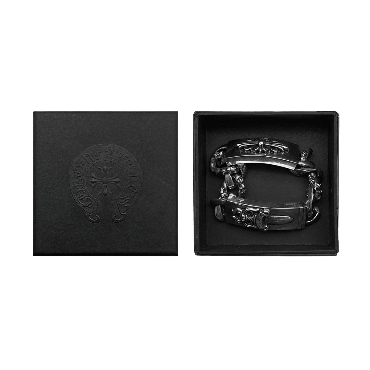 Chrome Hearts Double ID Silver Floral&Dagger Bracelet - SRM