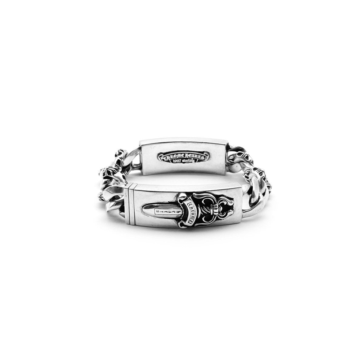 Chrome Hearts Double ID Silver Floral&Dagger Bracelet - SRM