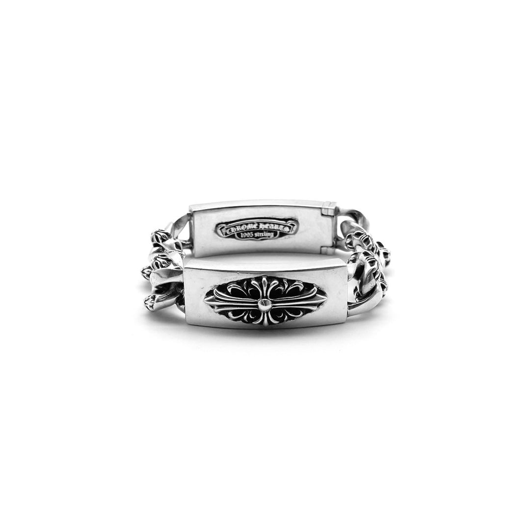 Chrome Hearts Double ID Silver Floral&Dagger Bracelet - SHENGLI ROAD MARKET